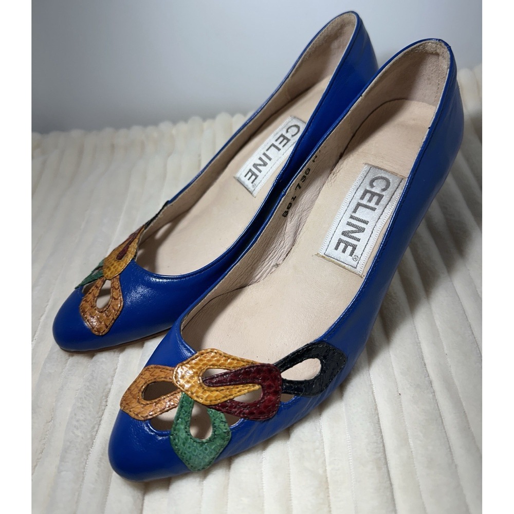 Celine Paris Vintage 80s Leather Stiletto Heels Women's Size US 5 EU 35